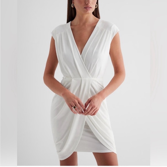 Express Dresses & Skirts - Express White Draped Mini Dress